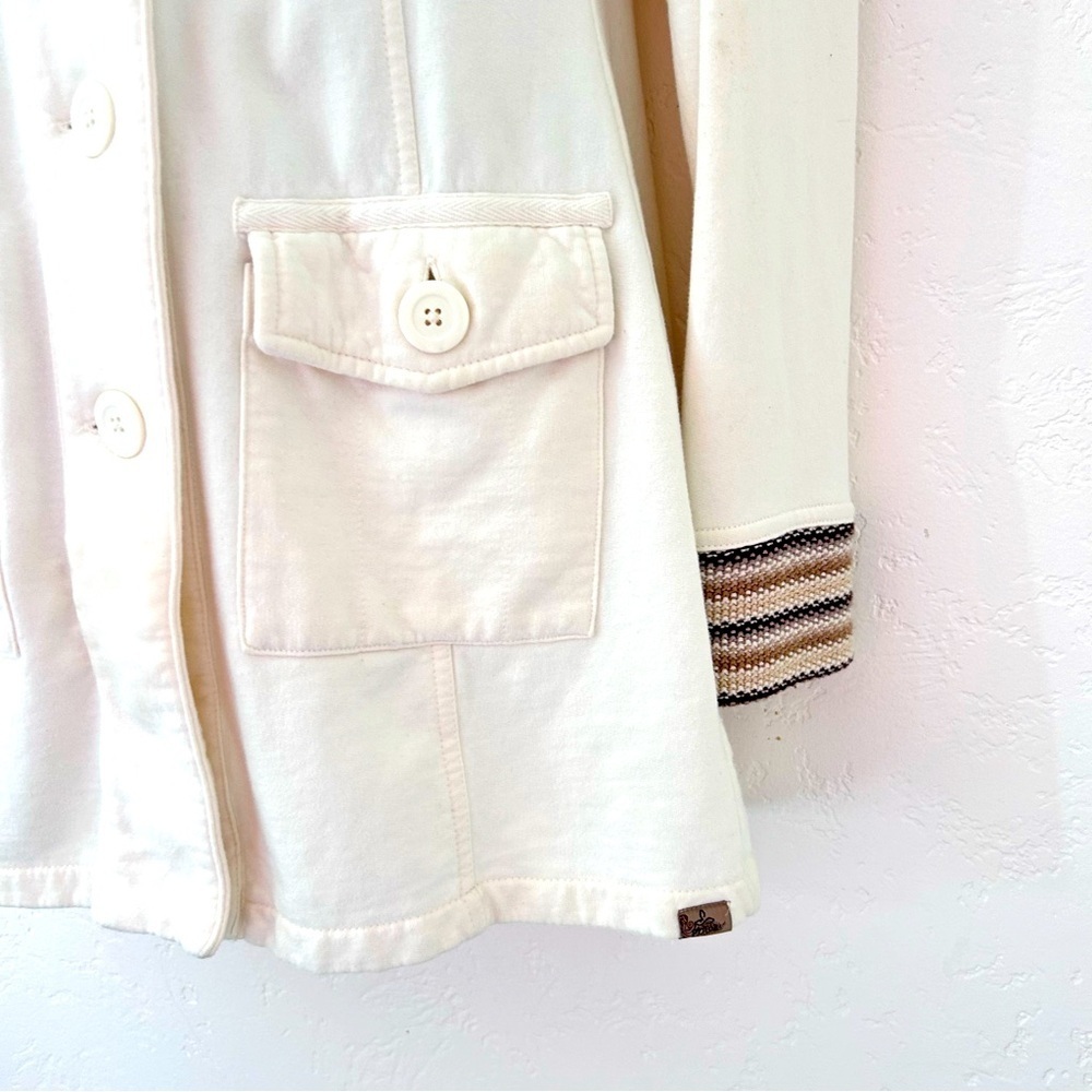 PRANA Women's Rowen Jacket Cream Waffle Knit Yoke Mid Length Fleece Coat Size S - Picture 7 of 12